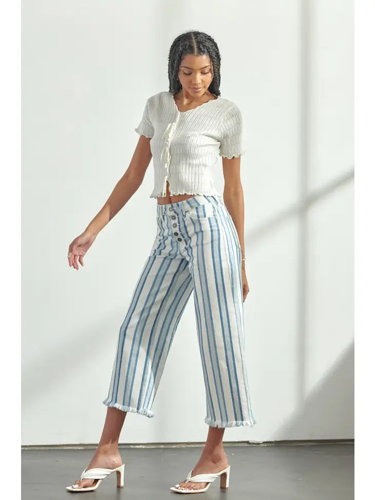 Blue and White Stripe Jeans