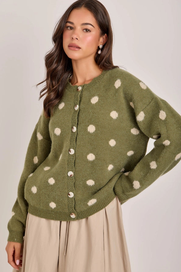 Olive & Oatmeal Polka Dot