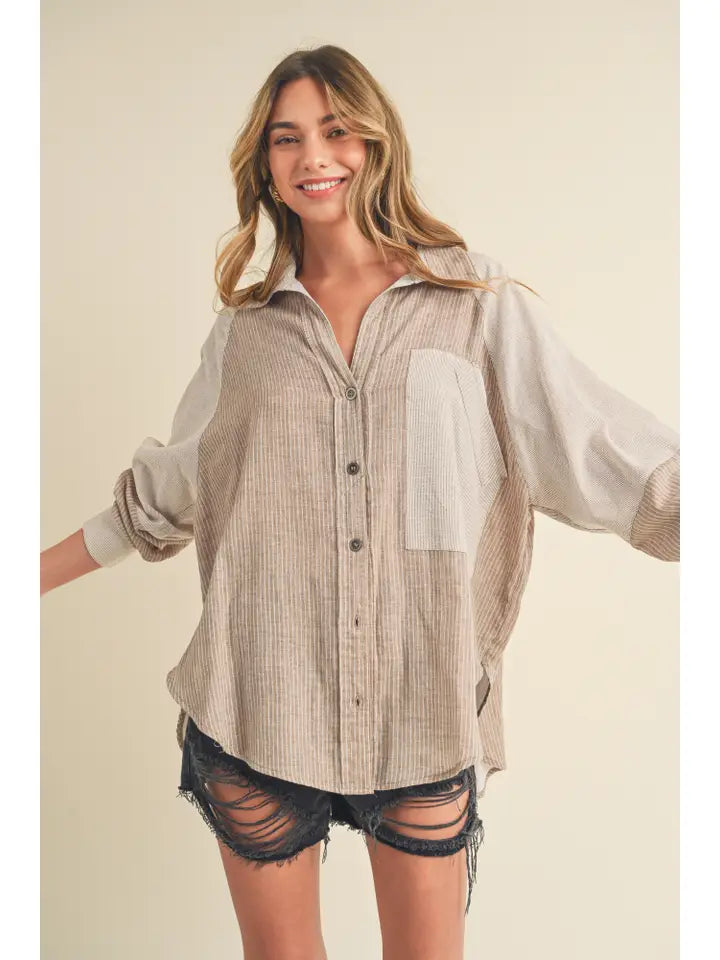 Oat & Cream Button Up