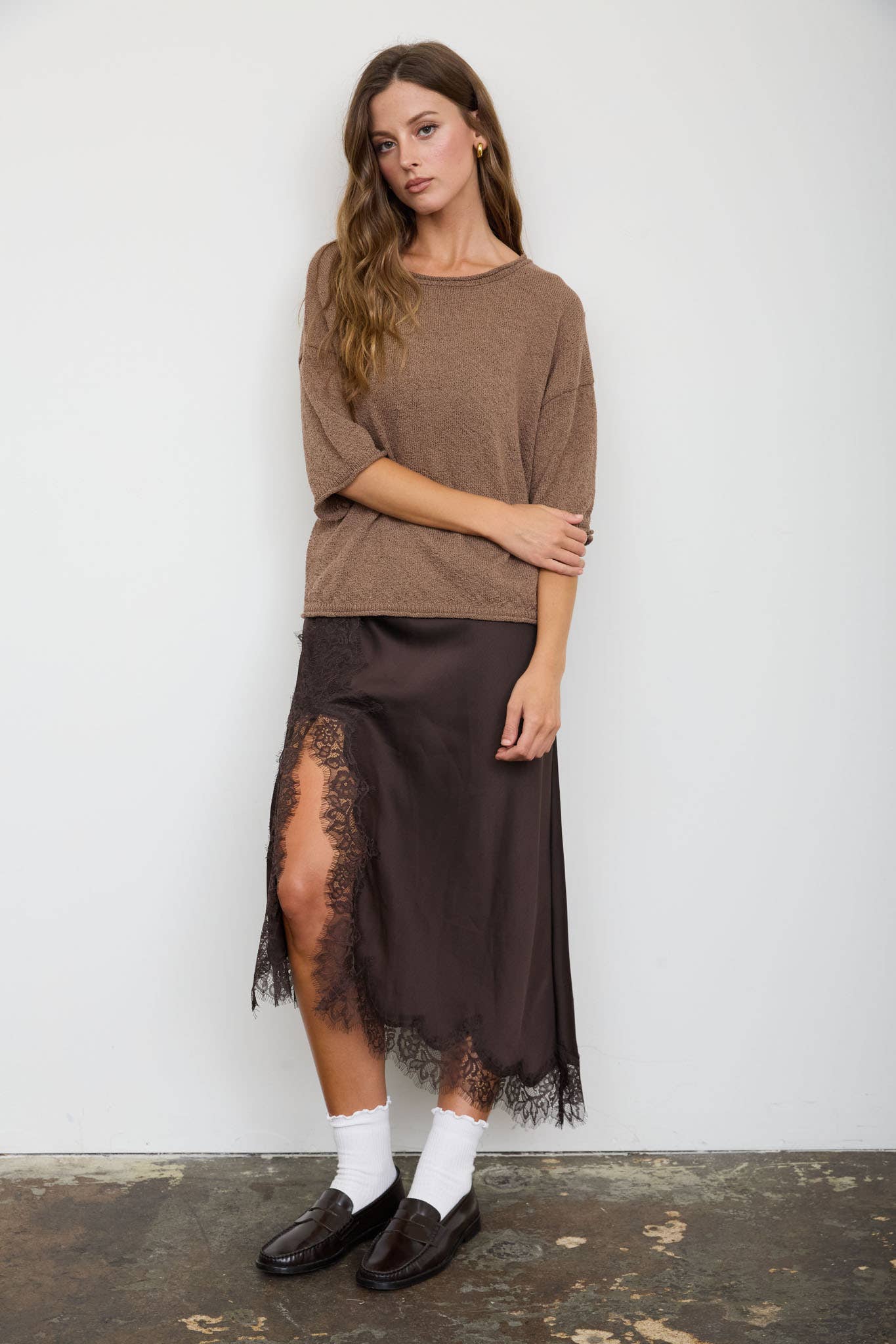 Casual Raw Edge Top - Burgundy