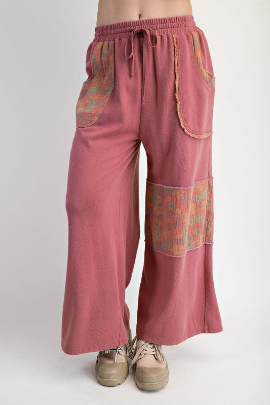 Washed Pink Floral Pants