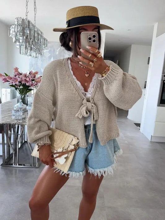 Toffee Tie Knit Cardigan