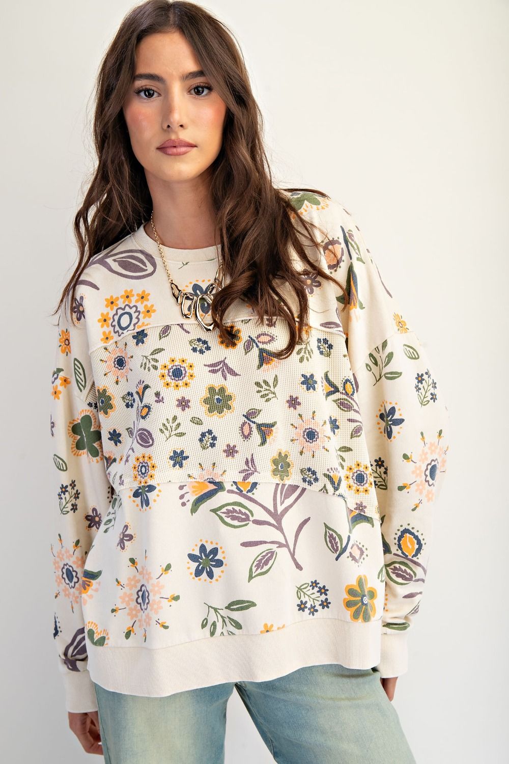 Floral Printed Terry Longsleeve