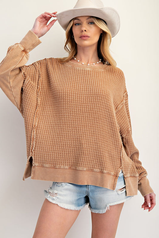 Mineral Wash Thermal Longsleeve - Camel