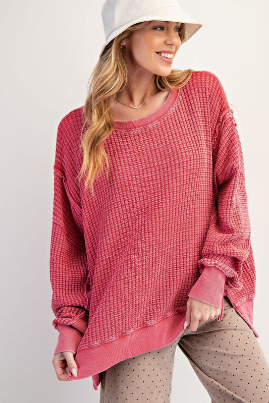Mineral Wash Thermal Longsleeve - Red