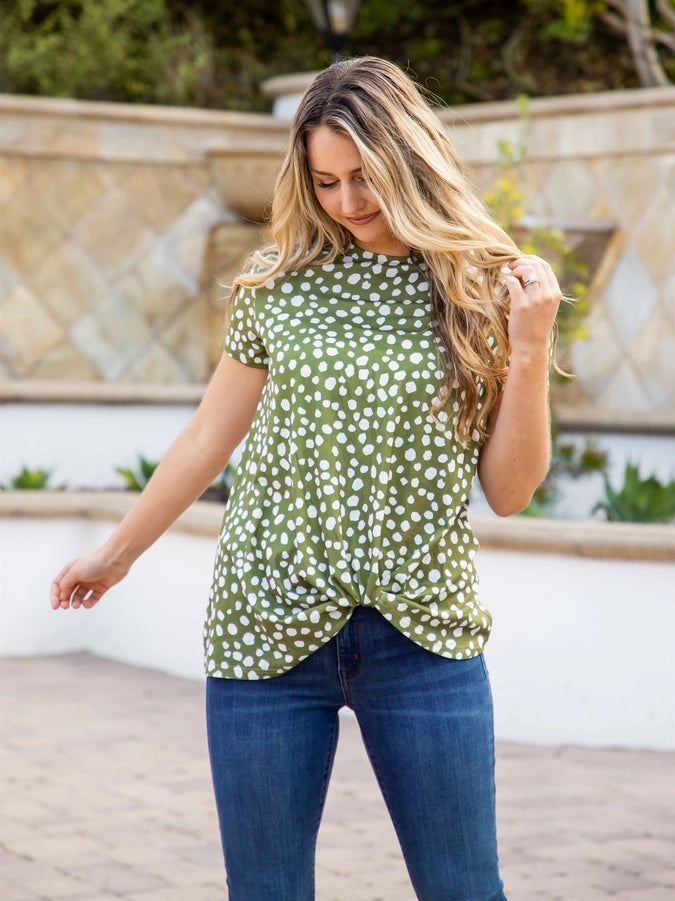 Green Twist Front Top