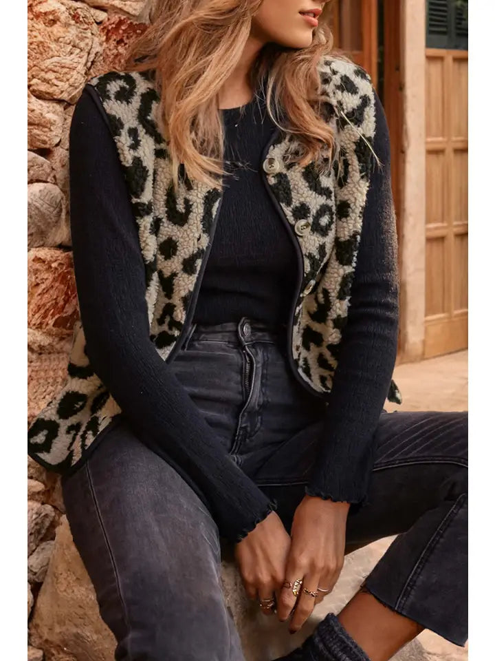 Leopard Sherpa Vest