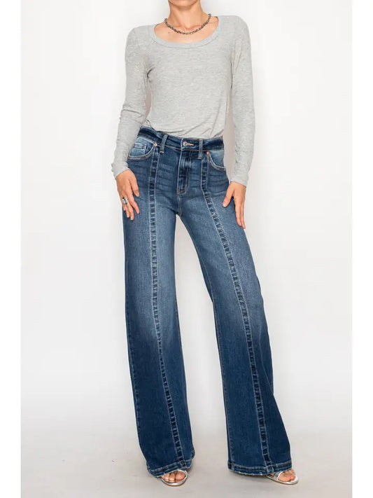 Middle Seam High Rise Relaxed Flare Jeans
