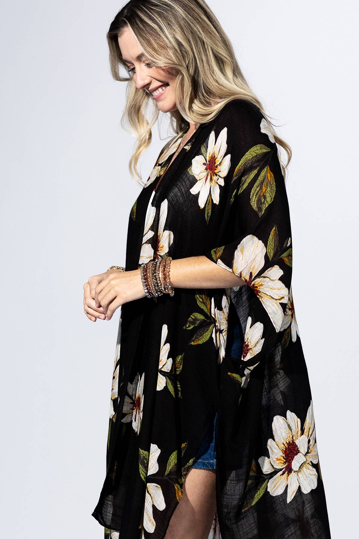Black Flower Kimono