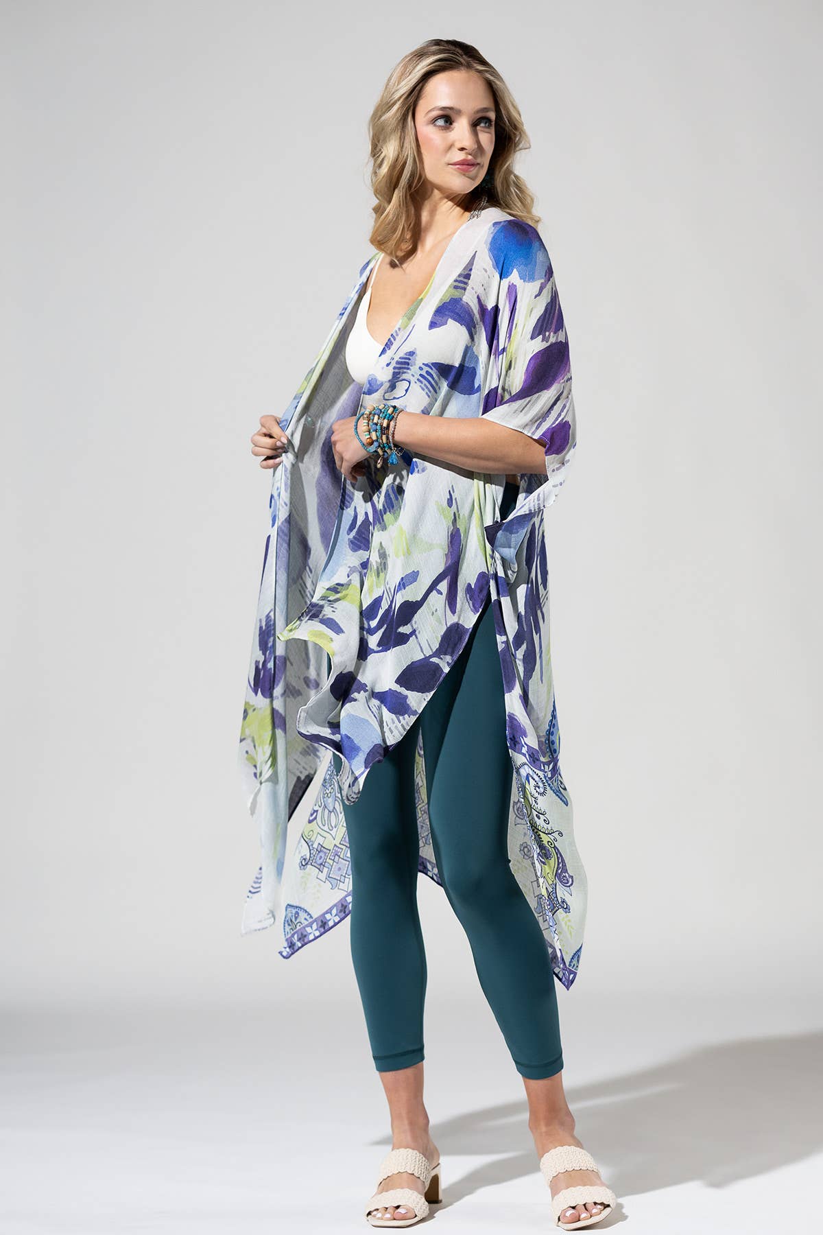 White Multi Pattern Kimono