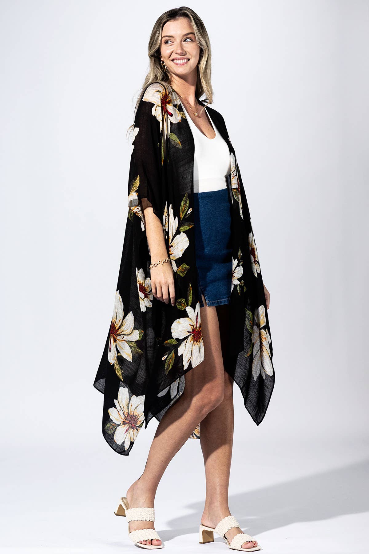 Black Flower Kimono