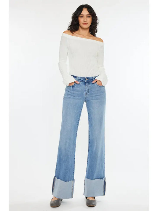 Mid Rise Medium Wash Big Cuff
