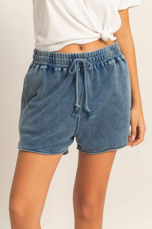 Indigo Tide Acid Wash Shorts