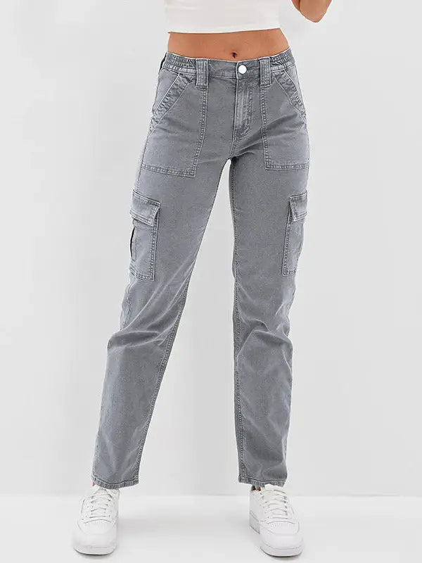 Grey Straight Leg Cargo Pant