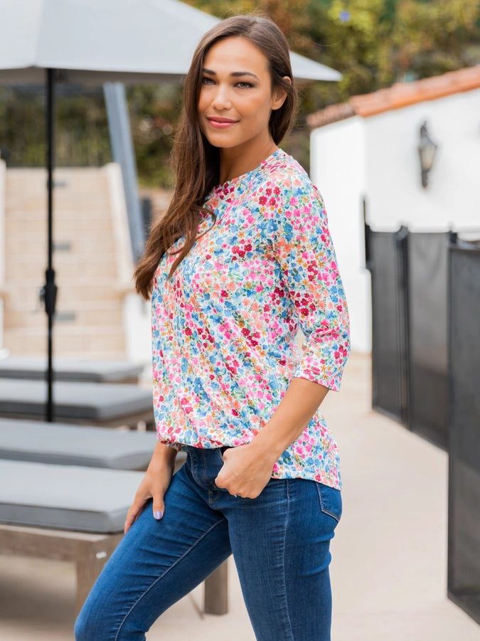 Katerina's Floral 3/4 Sleeve Top