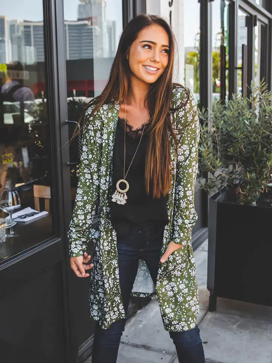 Jessica Rae Floral Cardigan - Green