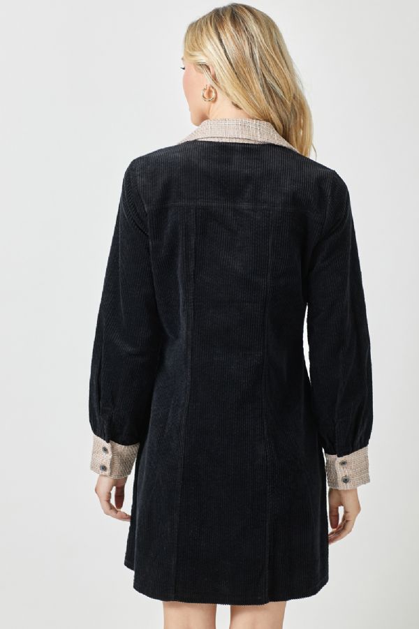 Abby's Corduroy Coat Dress - Black