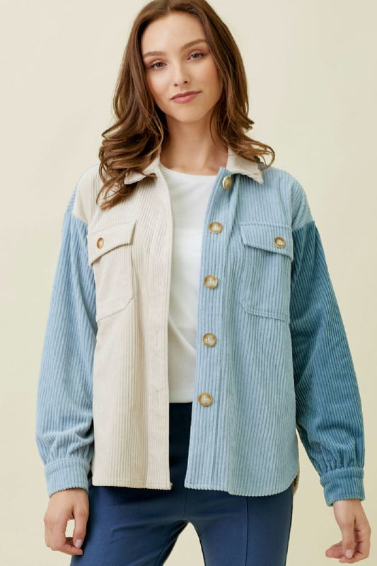 Alexandria's Block Corduroy Jacket - Blue