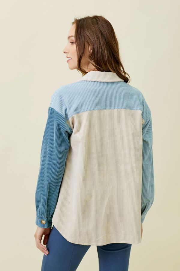 Alexandria's Block Corduroy Jacket - Blue