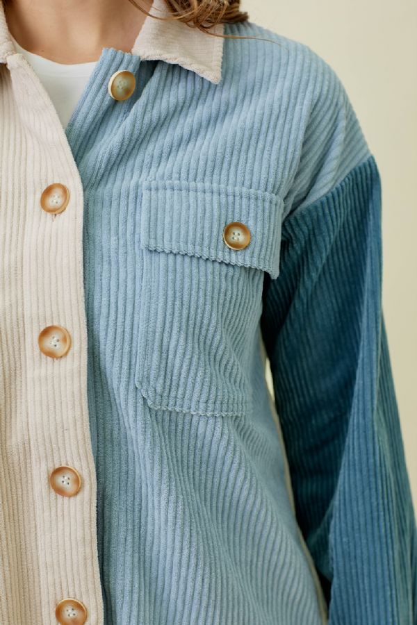 Alexandria's Block Corduroy Jacket - Blue