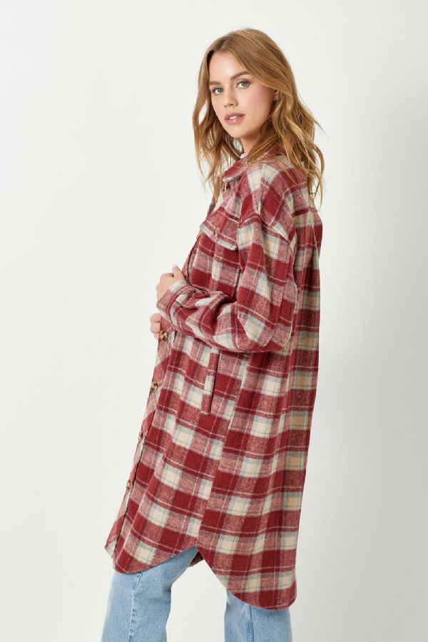 Bea's Long Plaid-Red