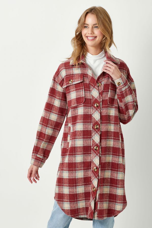 Bea's Long Plaid-Red