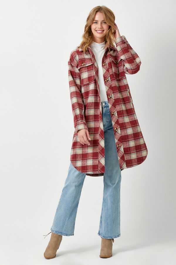 Bea's Long Plaid-Red