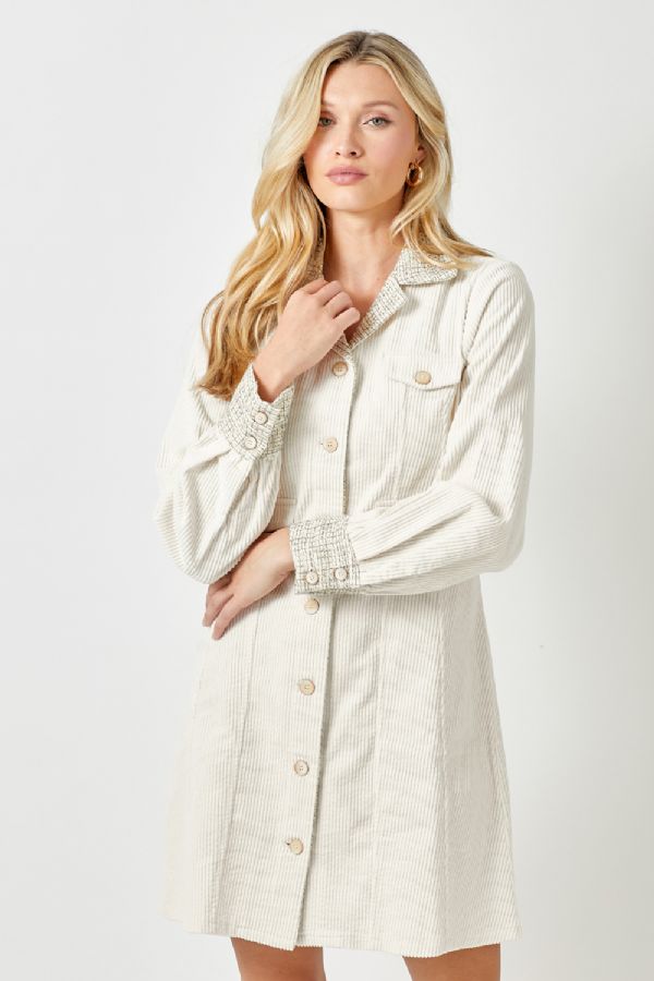 Abby's Corduroy Coat Dress - Ivory