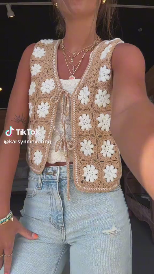 Crochet Natural & Tan Vest