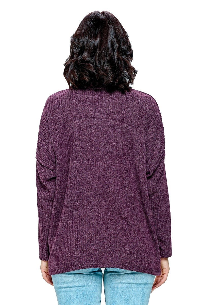 Cowl Neck Sweater - Purple