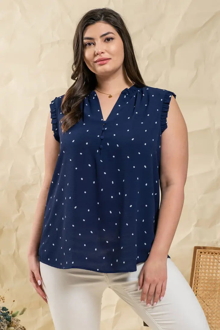 Navy Speckled Top